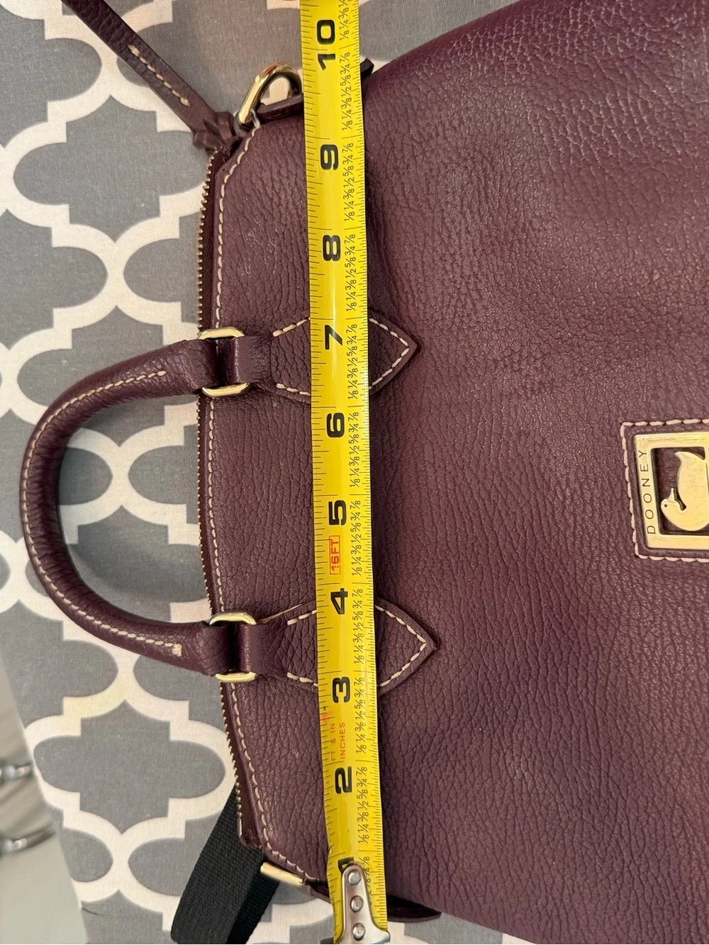 Dooney & Bourke Burgundy Leather Satchel with Gold Hardware
